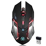 VEGCOO Wireless Gaming Mouse, C8 Silent Click Wireless Rechargeable Mouse with Colorful LED Lights...