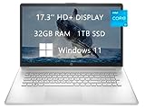 HP 17 HD+ Laptop, 2023 Newest Upgrade, Intel Core i3-1125G4 (Quad-core), 32GB RAM, 1TB SSD, Webcam,...