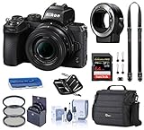 Nikon Z 50 DX-Format Mirrorless Camera with 16-50mm VR Lens, Essential Bundle with FTZ II Mount...