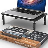 Deluxe Monitor Laptop PC Stand Riser for Desk - Adjustable Height, 14' x 9' - Premium Metal Desktop...